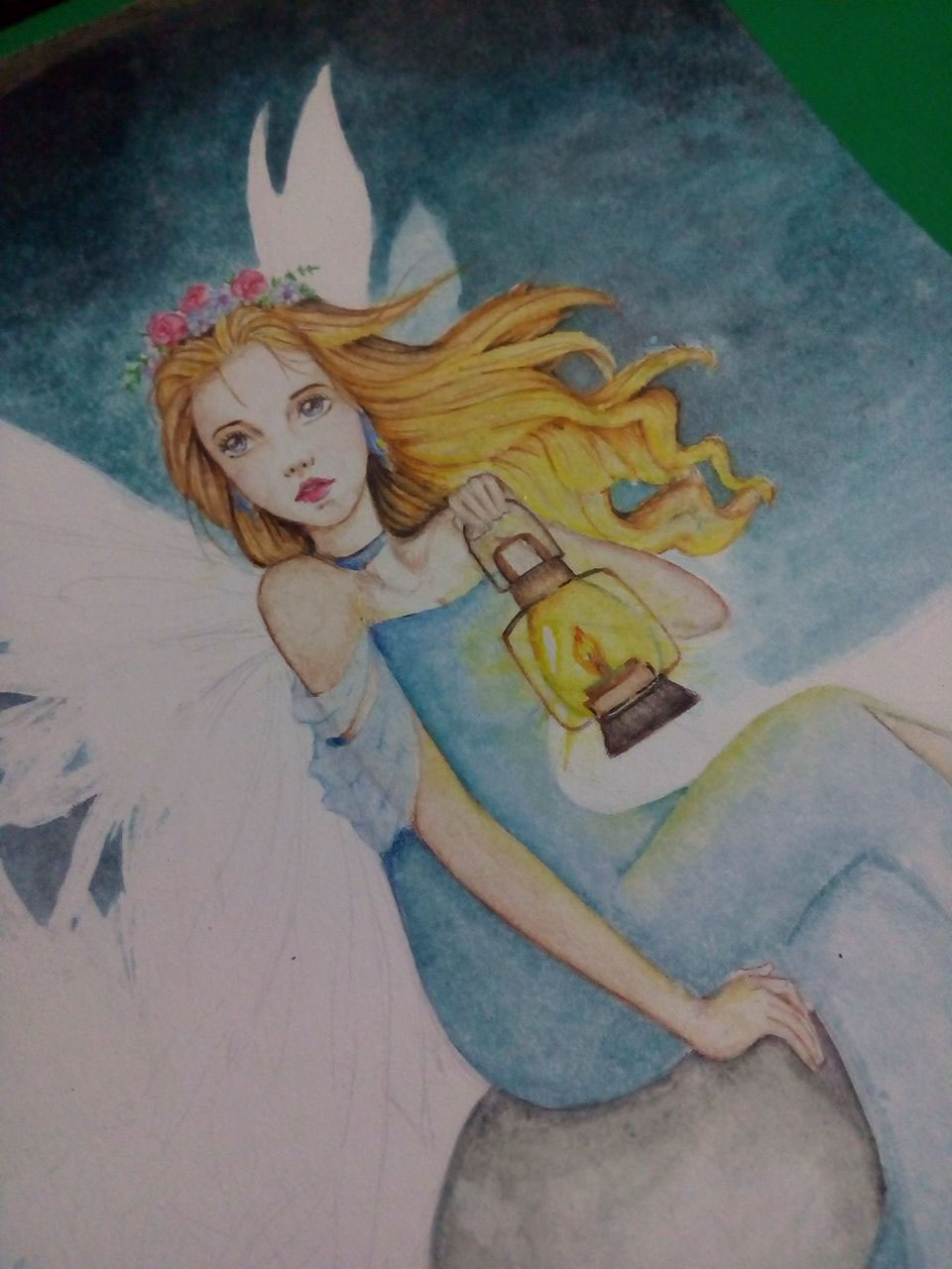 watercolor painting watercolor illustration fairy Lamp night fairy fairy illustraion fairy drawing
