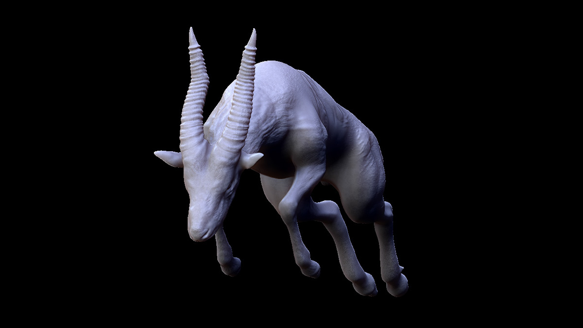 animal gazelle impala horns Zbrush Sculpt 3D 3d art sketch Render Composite 3D illustration