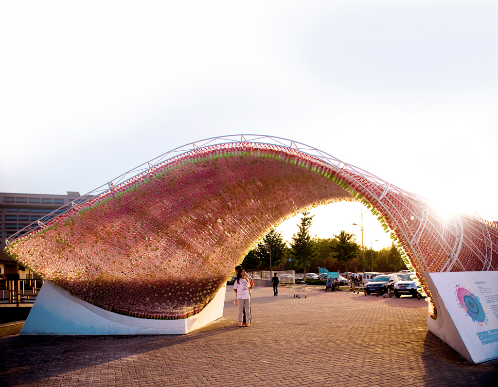 cola-bow  beijing  Vienna   penda Exhibition   Coca Cola  architecture  landscape  bottles   plastic