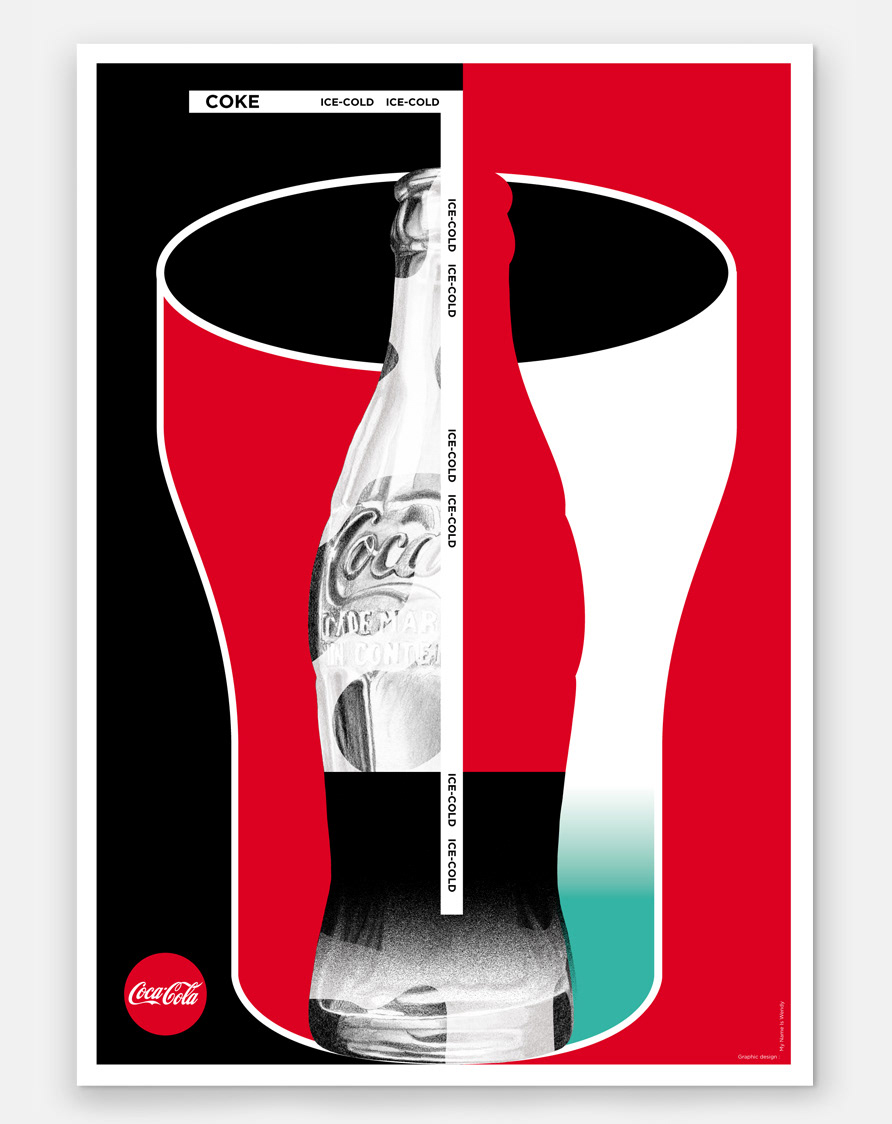 Red version of a poster created for Coca-Cola business