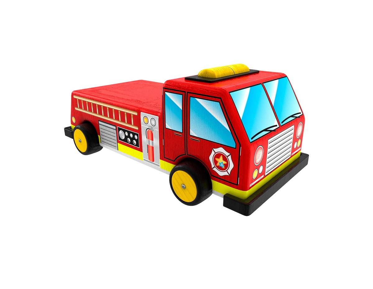 CGI 3D fire truck fire hat Final Art hires color correction