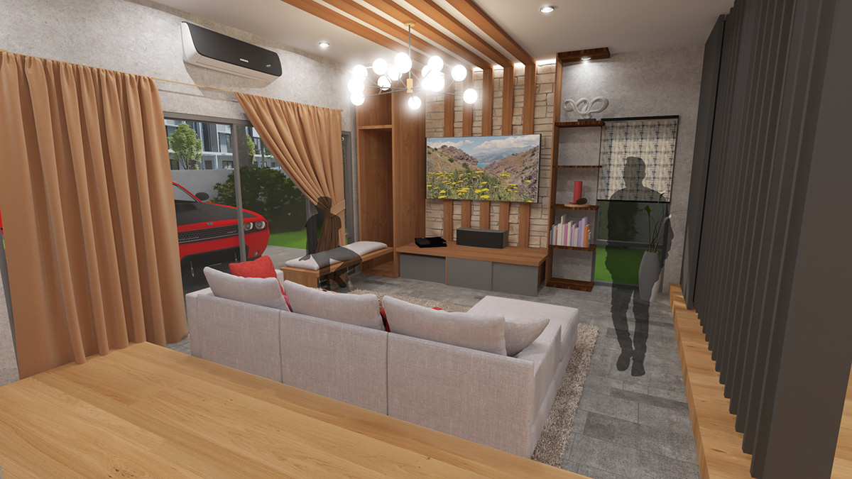 Interior interior design  3D Rendering butterfly effect Residential Design