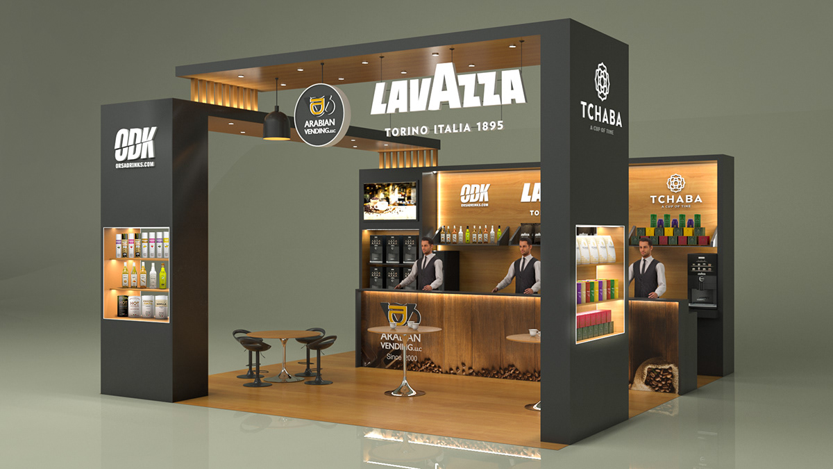 Exhibition Counter Exhibition Stall food court stall 3dmax creative wooden black squire rectangular