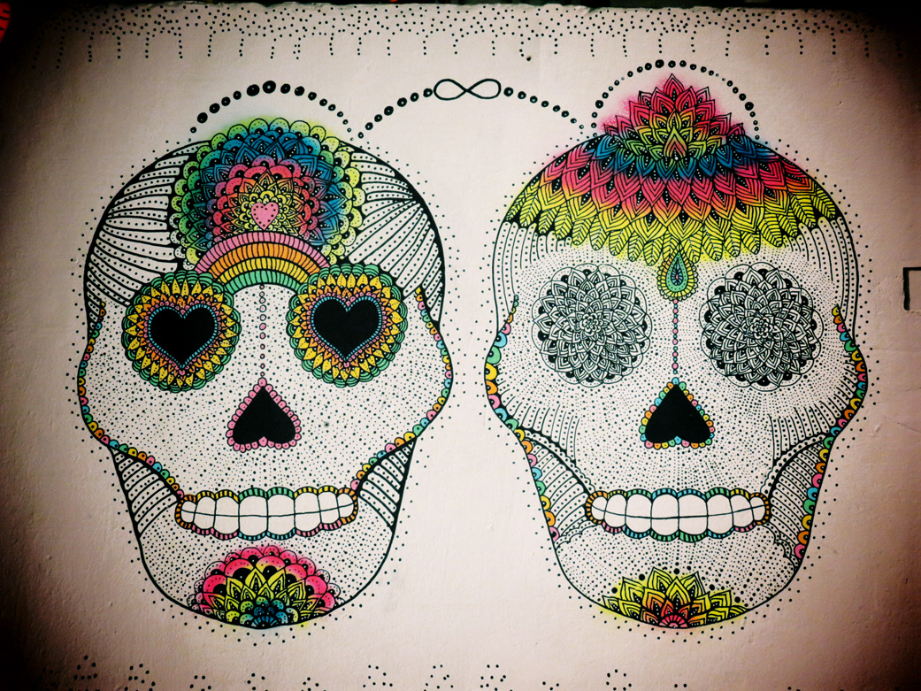 Mural  skull color rainbow detail texture pattern