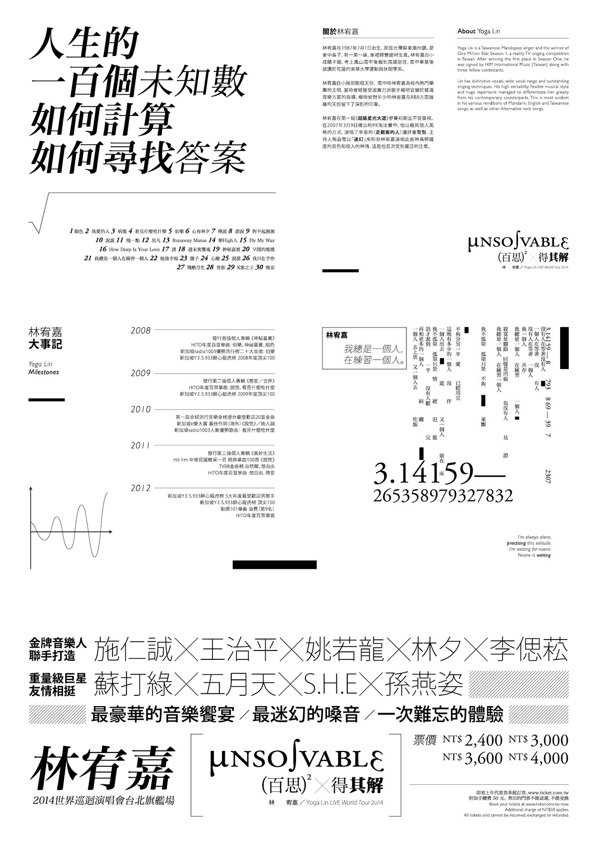 type poster Layout grids concert pop artist japanese taiwanese White direct mailer white space design