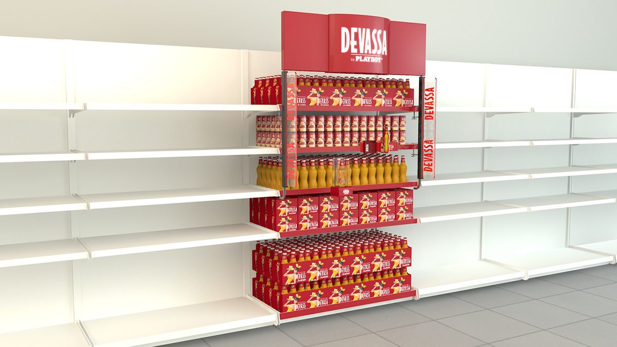 PDV Devassa playboy Cerveja beer ponto de venda merchandising 3D
