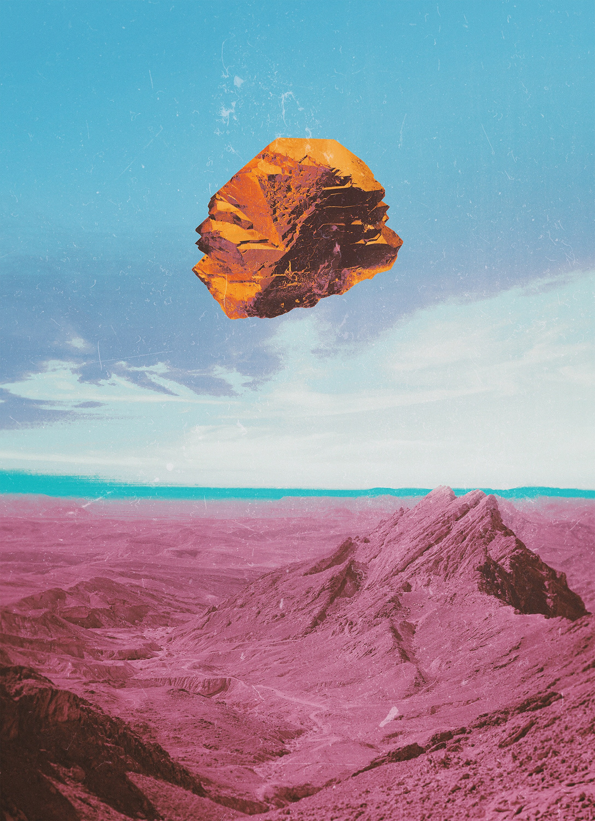 collage surrealism Space  desert Landscape Scifi science fiction contemporary Interior Cover Art