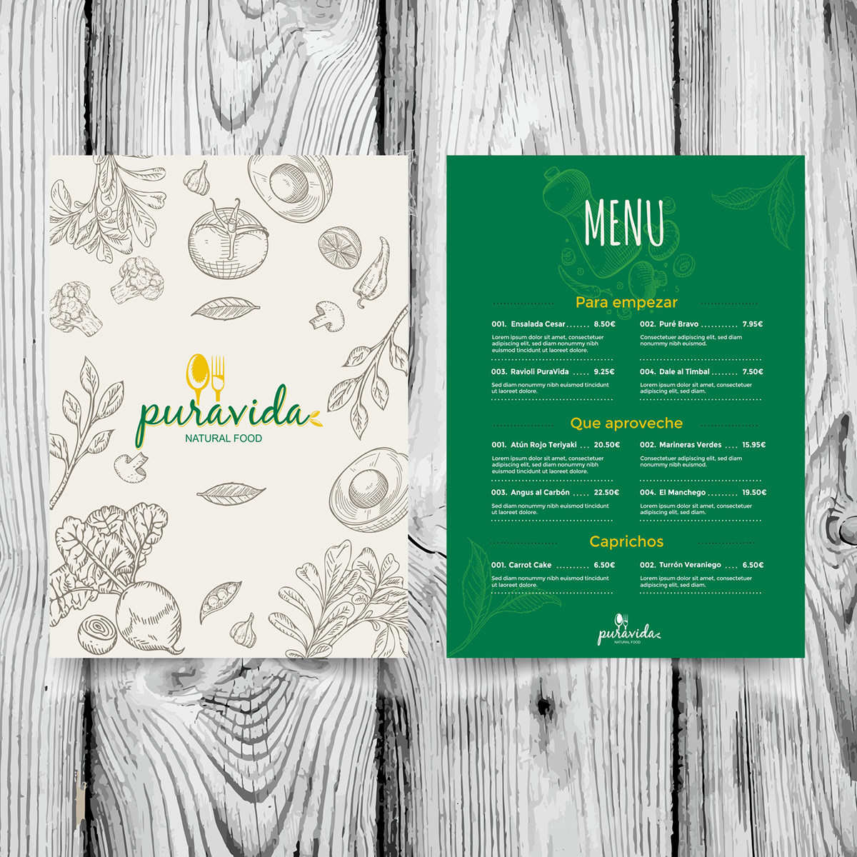 puravida Food  foodie natural marca logo branding  restaurante vegan