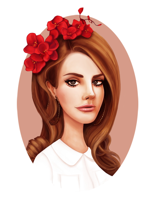 Lana Del Rey amy winehouse celeb portrait digital painting Retro diva