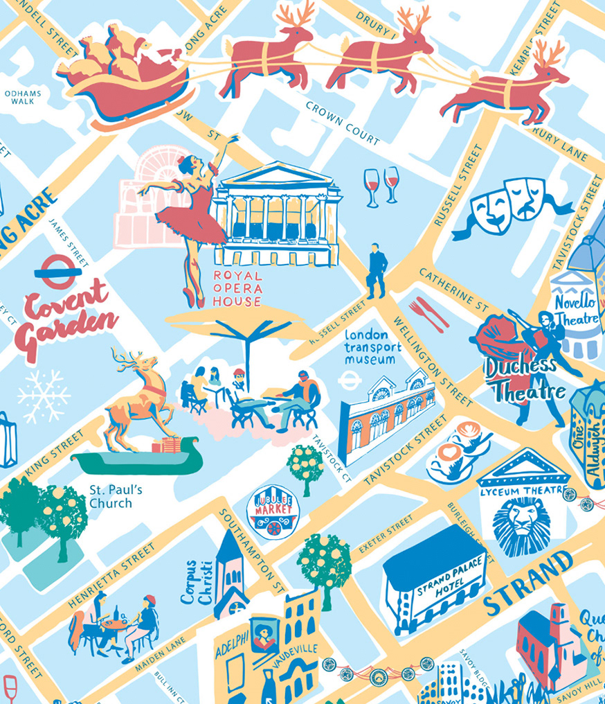 illustrated map london embankment London map map illustration modern map northbank bid olivia brotheridge Strand