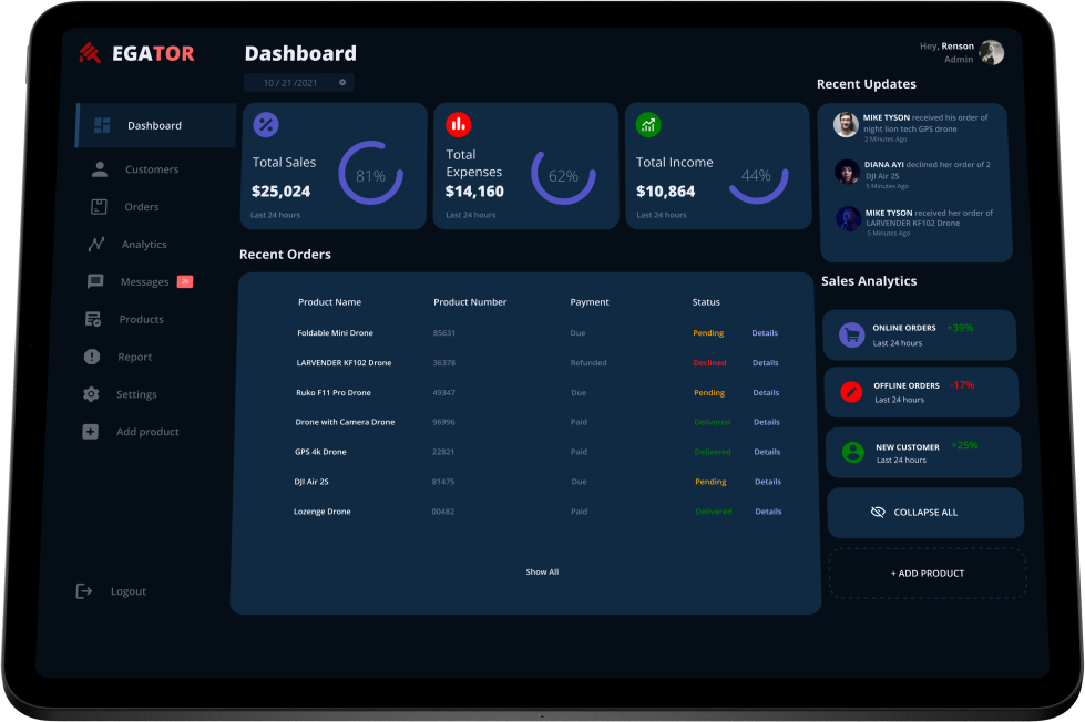 dashboard design UI/UX dark