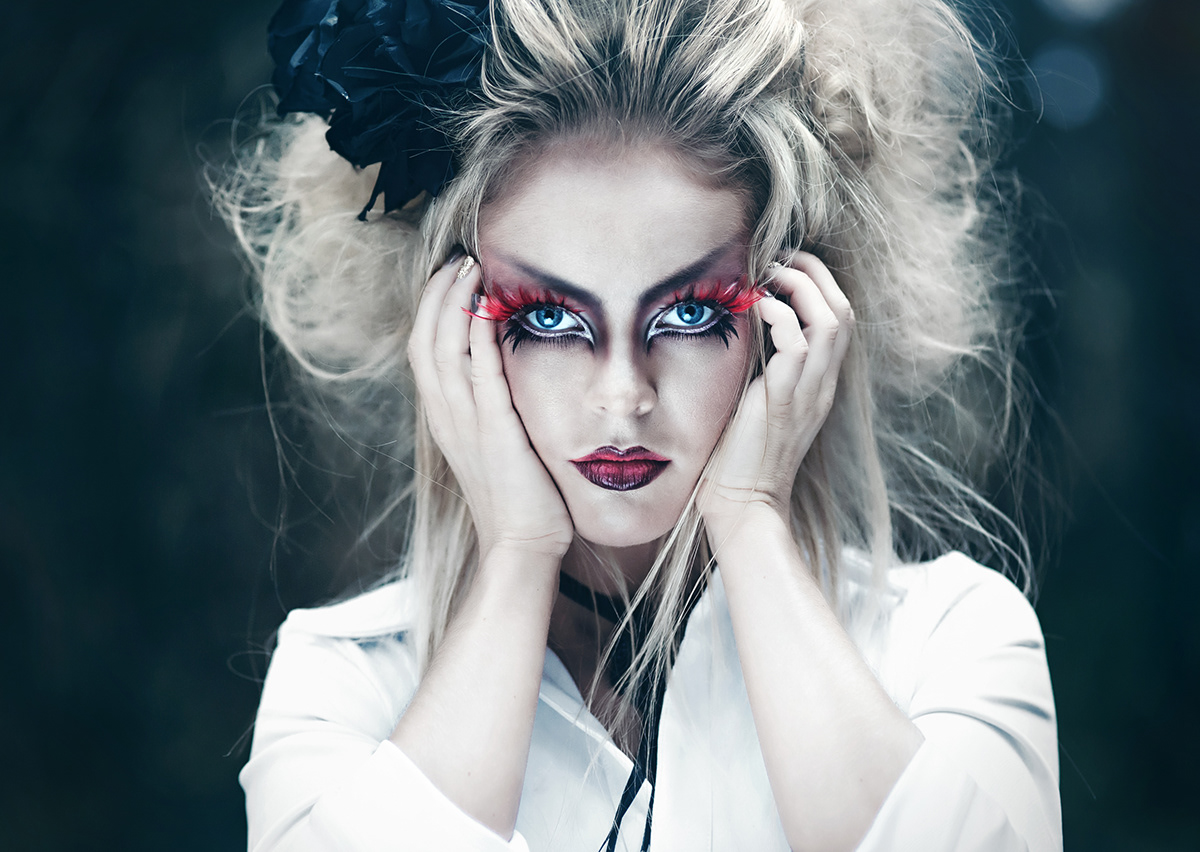fashionphotography alternative stylish darkart goth gothic redlips kiss feathereyelashes abstract