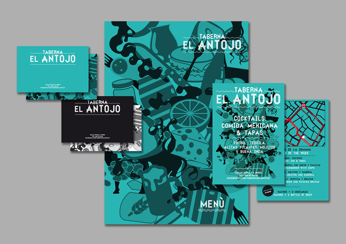 El antojo bar restaurant barcelona graphic print brand identity menu flyer logo