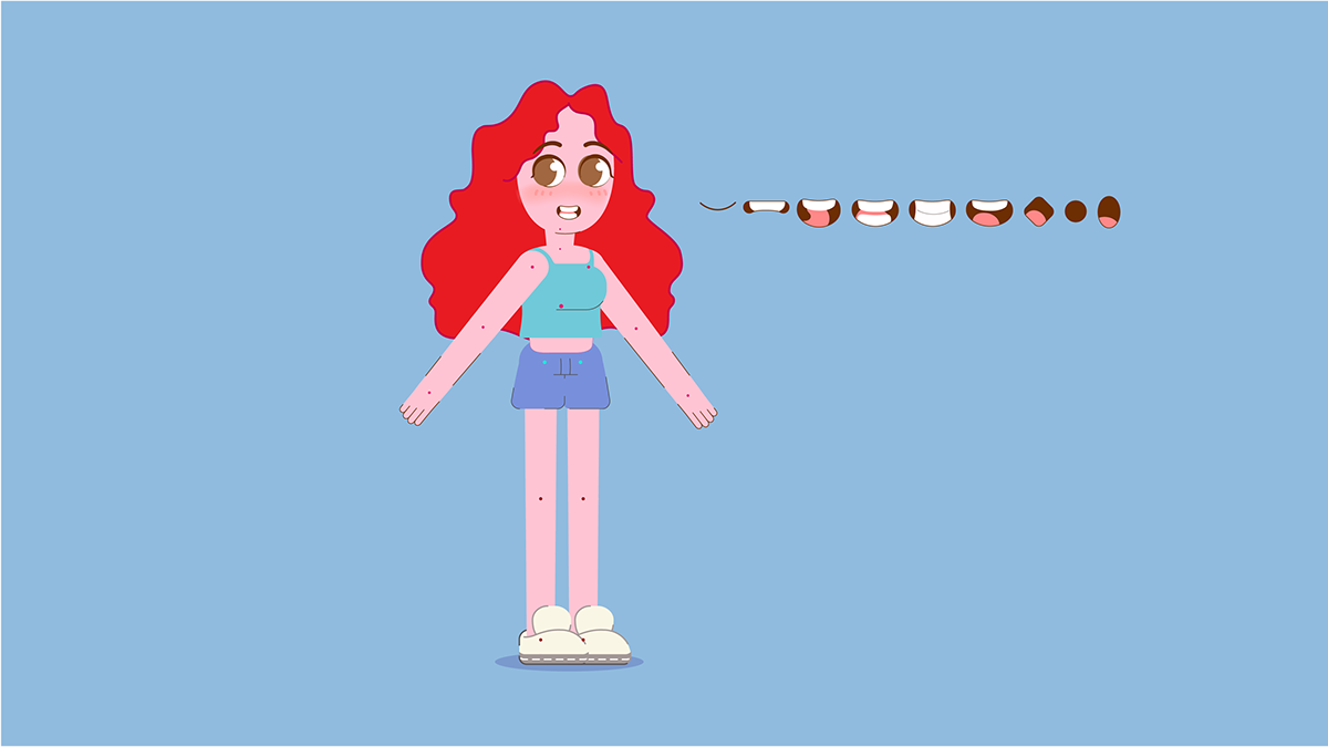 rigging 2D Animation motion graphics  motion design after effects Illustrator Character design  Walk Cycle ILLUSTRATION  redhead