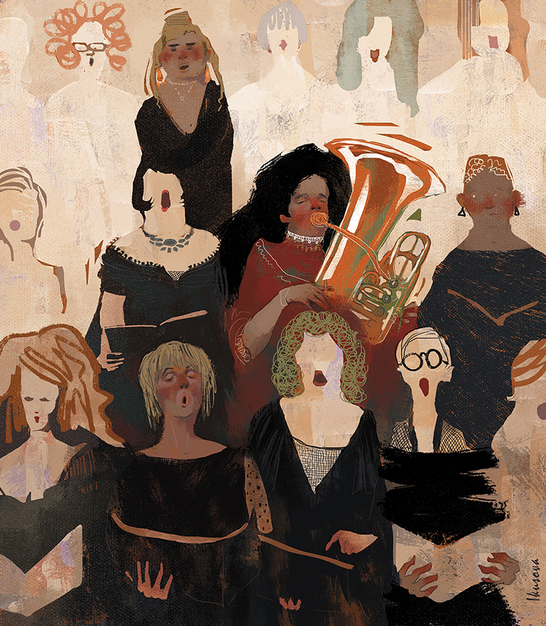 Character choir chorus identity ILLUSTRATION  music Sing tuba woman women