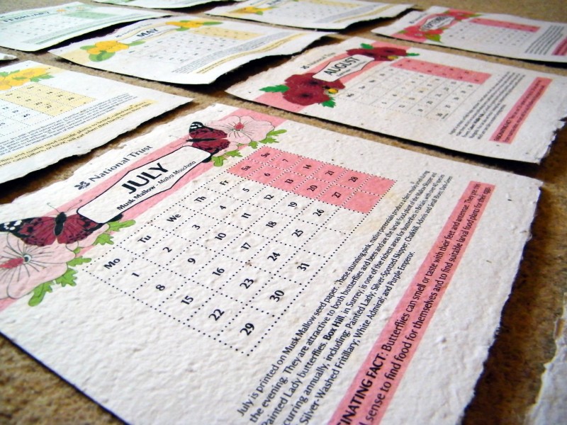 calendar plantable National Trust seed paper recyclable environmentally friendly pollination