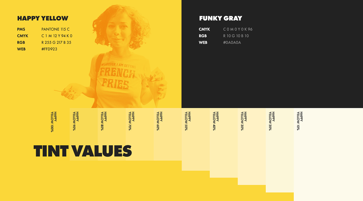 yellow Fries friendly clean simple construction happy creative process Futura