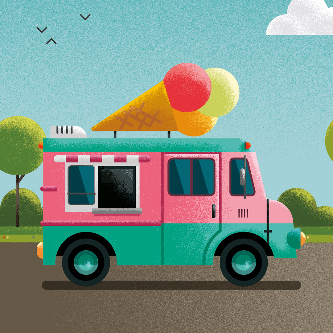 colorful flat flat illustration Food truck free brushes ice cream minimal simple texture Vector Illustration