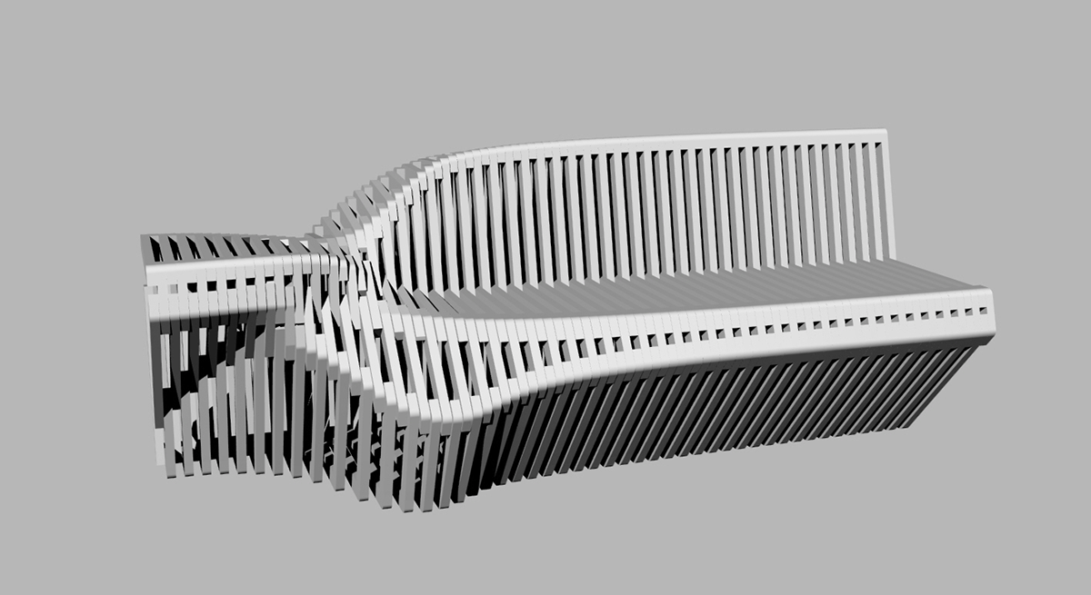 parametric PARAMETRICA bench wood concept model Parametric bench 3ds max 3d max archiviz White corona renderer