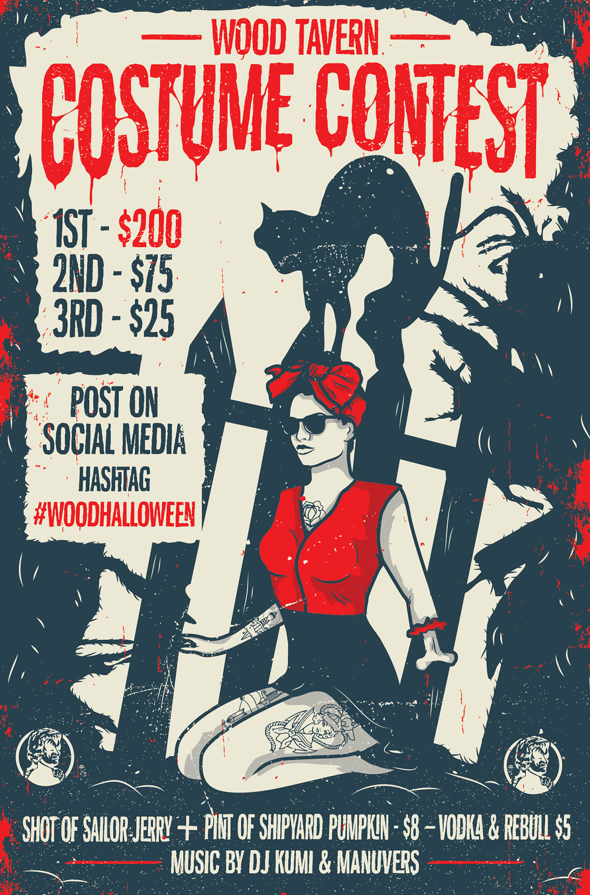 Adobe Portfolio #woodtavern #bizerq #club #poster #postercollection #gigposter #flyer #banner #music #rap #rock #soul #questlove #typography #handdrawn #miami #wynwood #bar