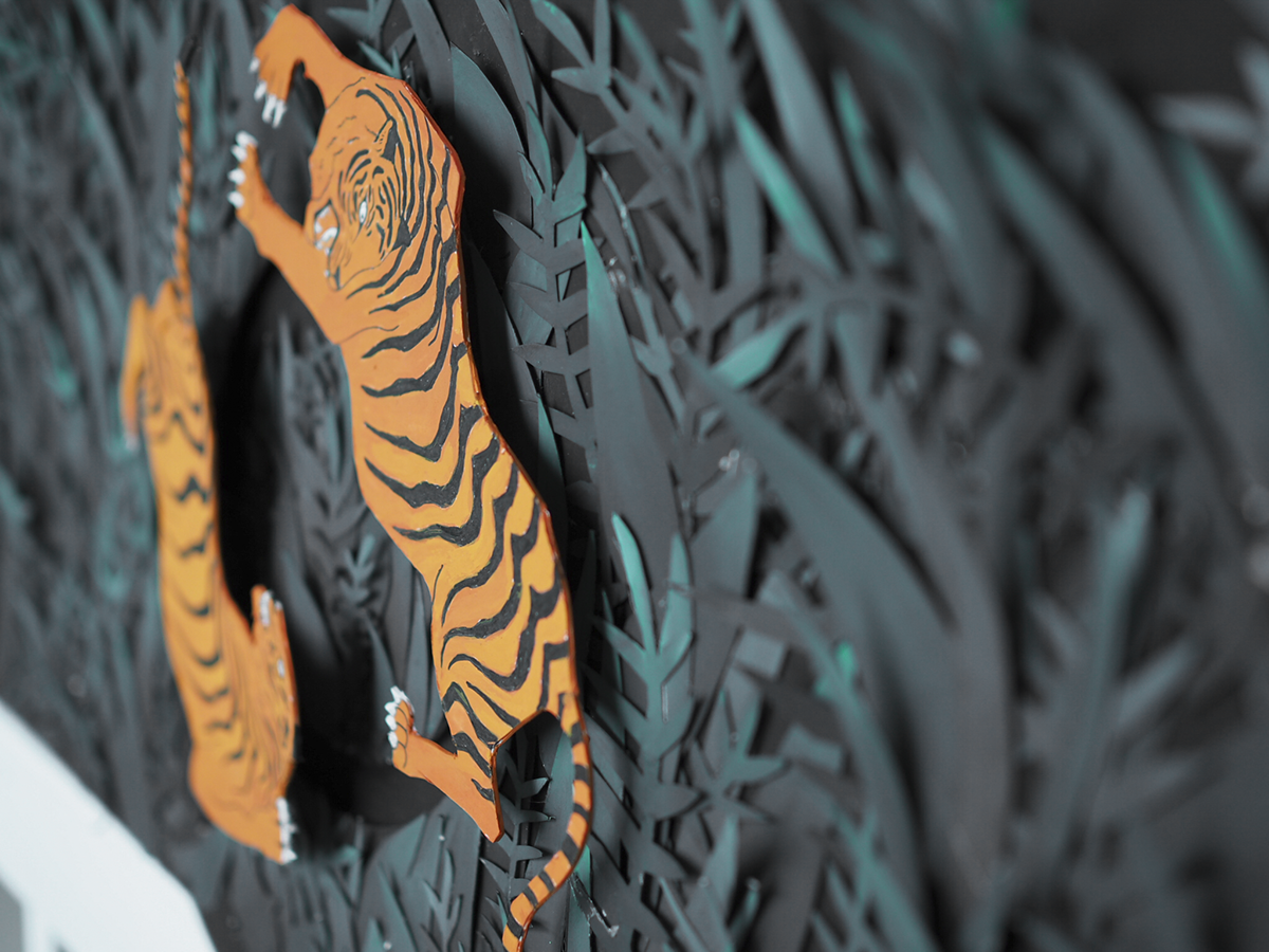 jungle tigers cutpaper paper craft pop-up ferns Thesis Project PassportToCreativity madethis