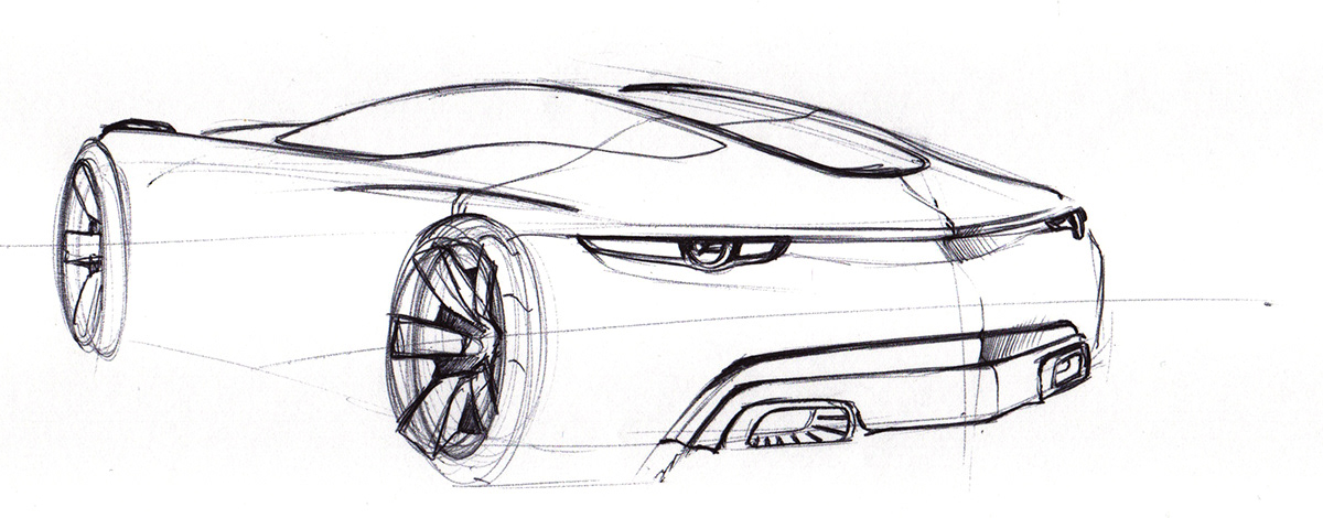 Acura Audi cadillac sketches 2D photoshop