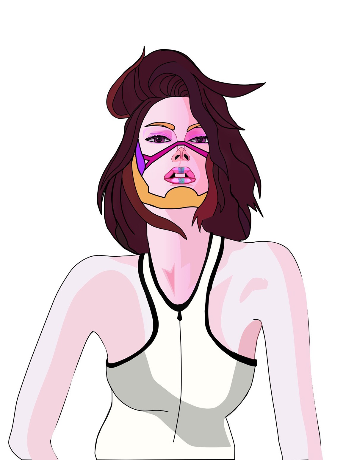 Vectorial secret agent futuristic sexy Lady vectornator Character personaje colorfully iPad