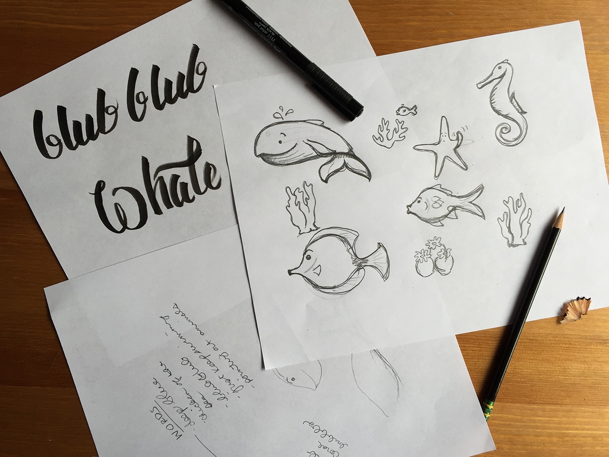 Ocean Illustrator HAND LETTERING brush script characters sketch lettering type Icon monochrome color pattern spot illustration