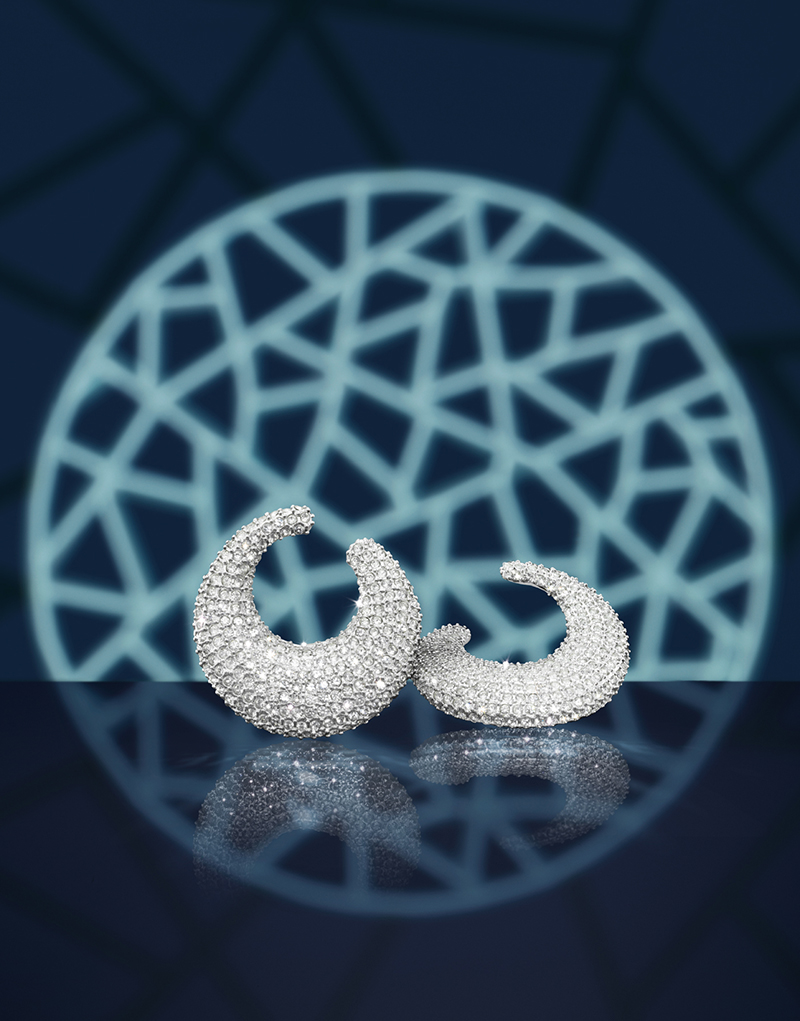 Swarovski still life jewelry crystal campaign Fall winter bracelet earrings Necklace pendants
