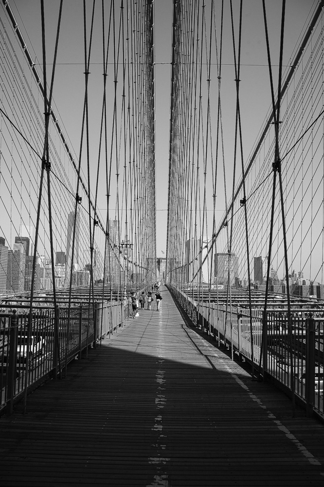 new york city Manhattan Brooklyn bridge water skyline Cars construction