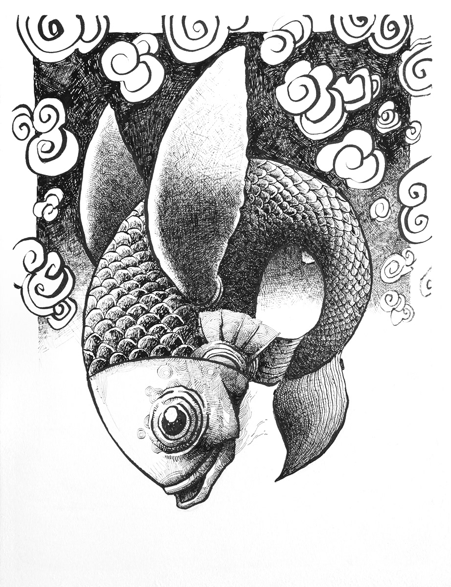 fish ink artwork Drawing 