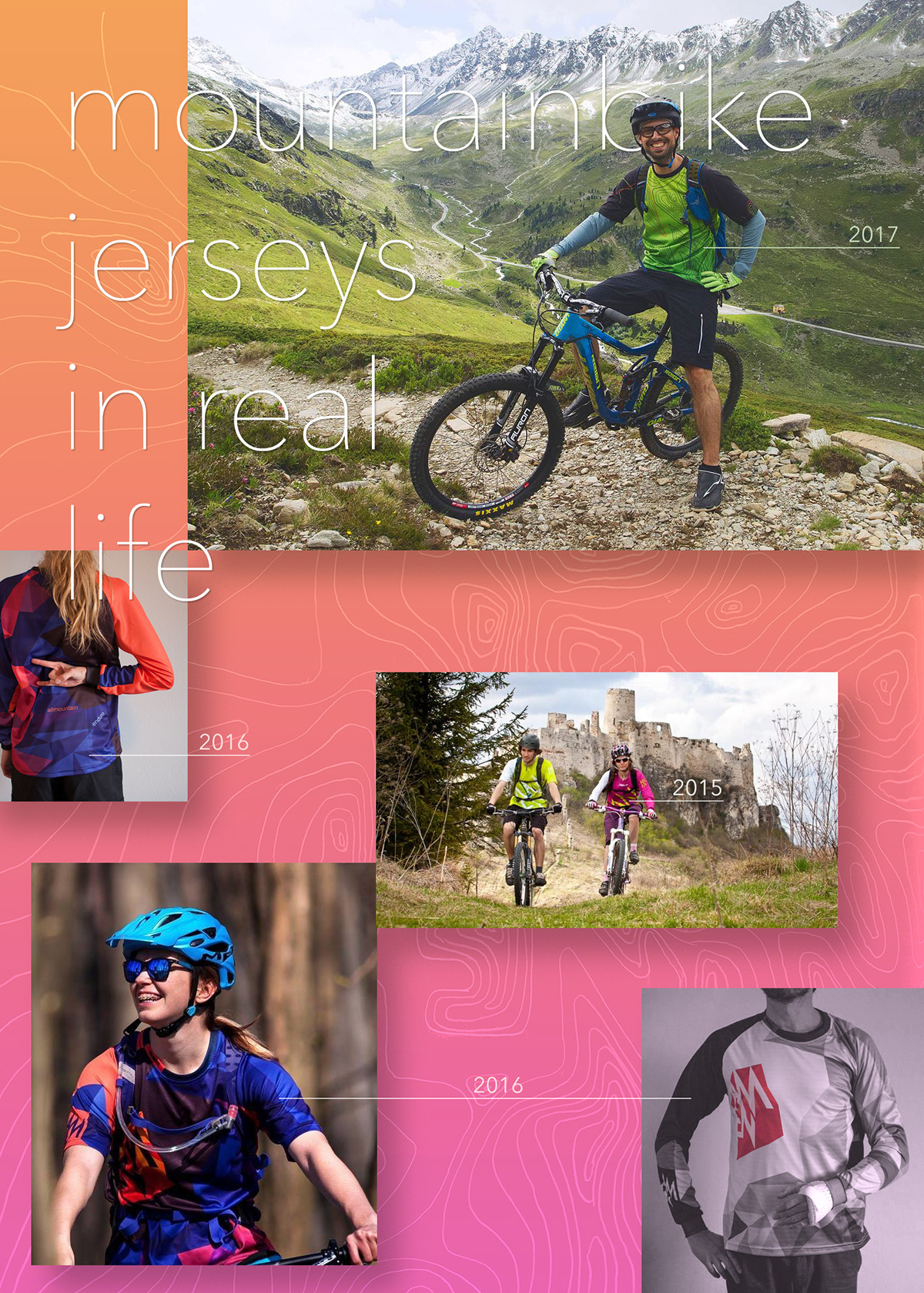 jersey Bike mountain rider Contour map lines vector colors slomba