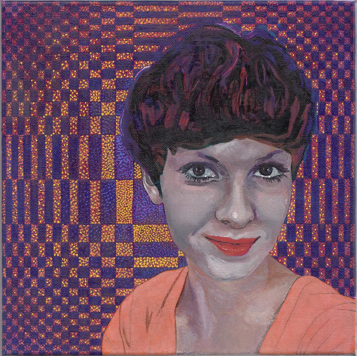 woman brunette face smile portrait eyes oil canvas