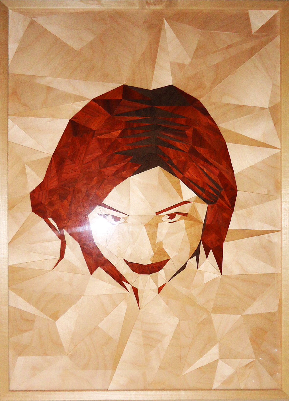 wood portrait marquetry