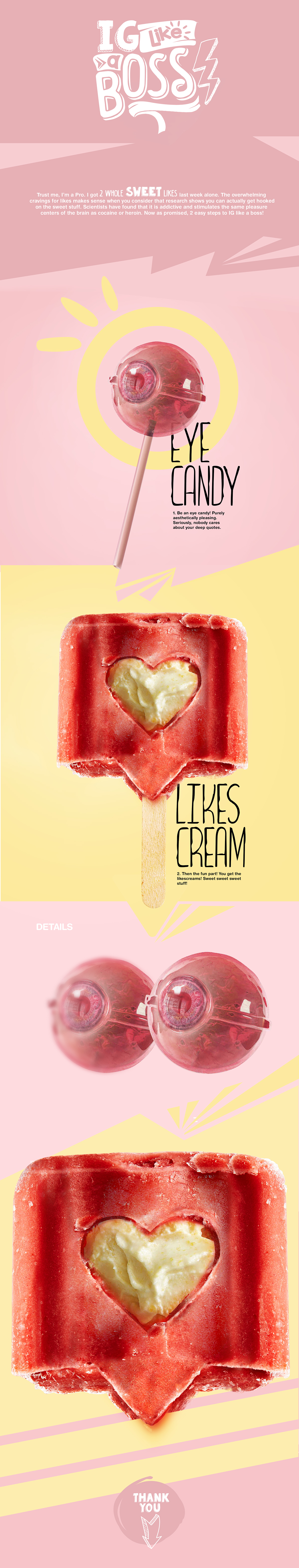 instagram Candy likes design colors creative ice cream popsicle eye 3D