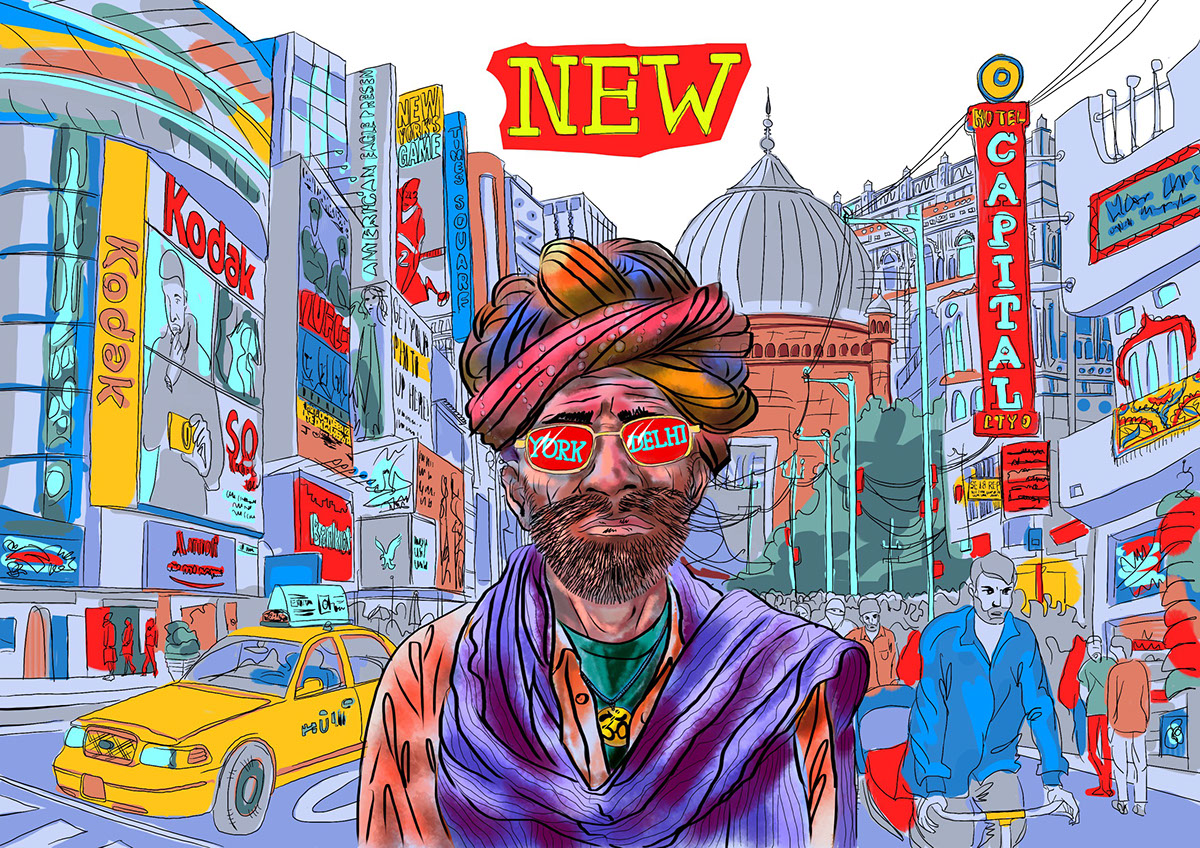 men newyork newdelhi Civilization colorful city big city life India usa