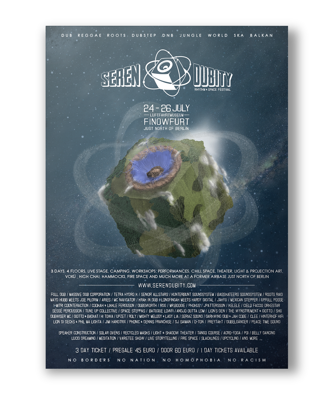 Serendubity festival artwork poster dub reggae soundsystem Space  planet square berlin