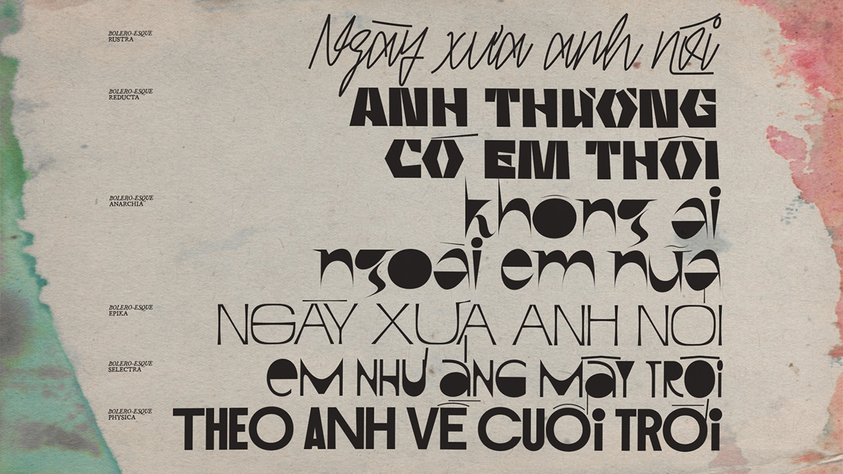 typography   Typeface type design Retro font vietnam saigon BOLERO music