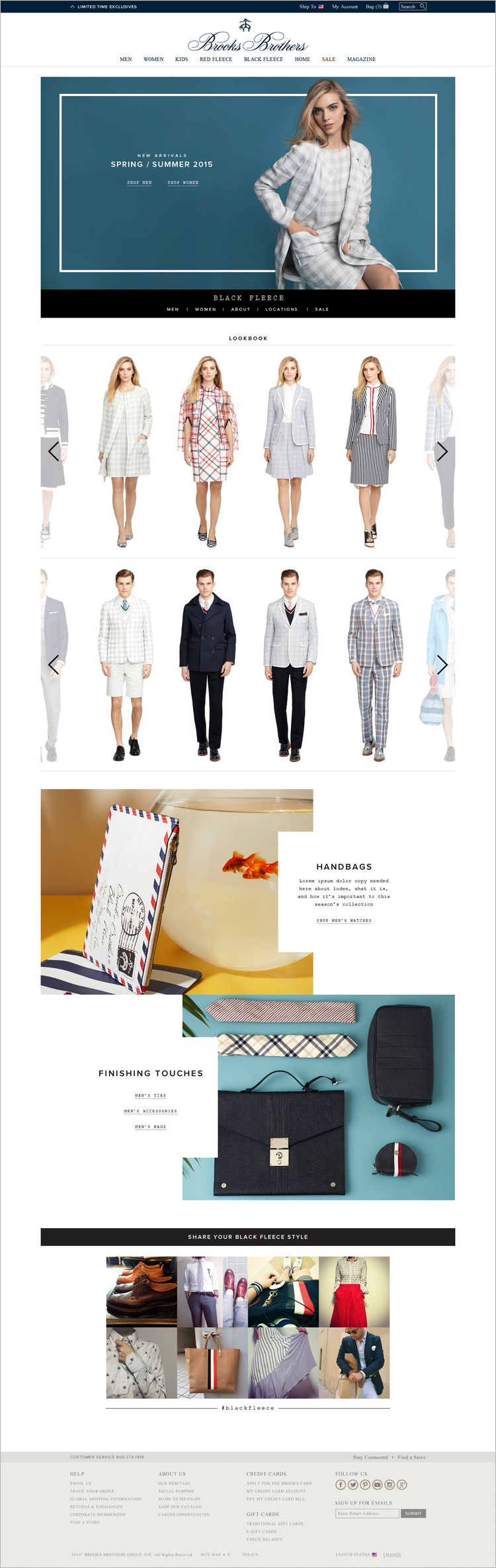 design Web site landing page fashion design thom browne Brooks Brothers Black Fleece brand