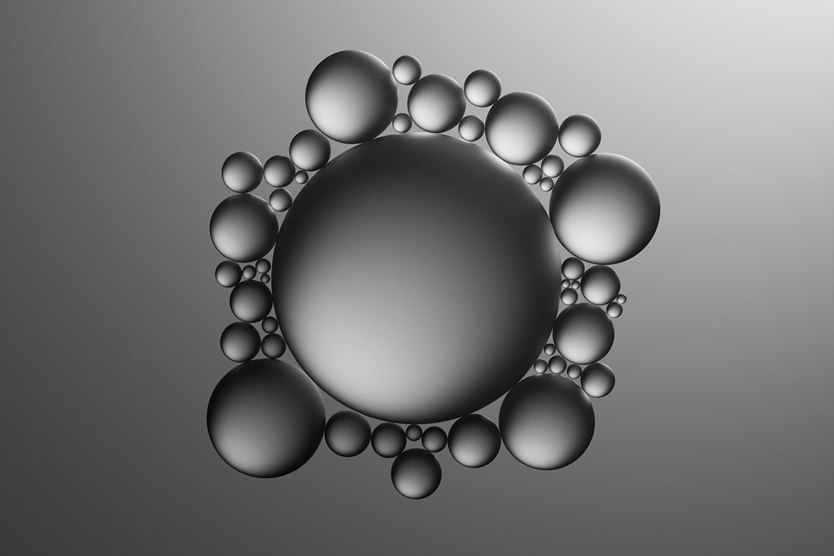 3D abstract black bubble circle dark dramatic Renders simple sphere