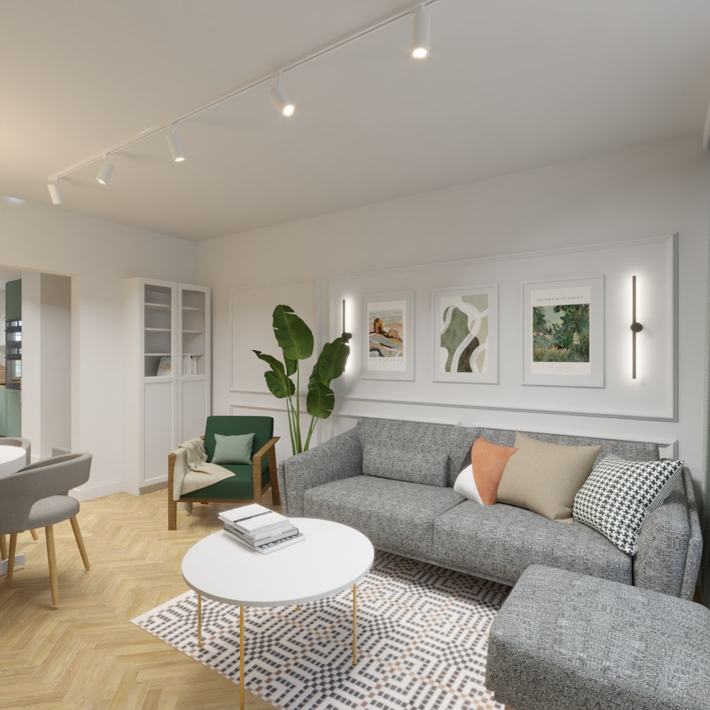 apartment Classic green interior design  minimal modern Render Renders white space