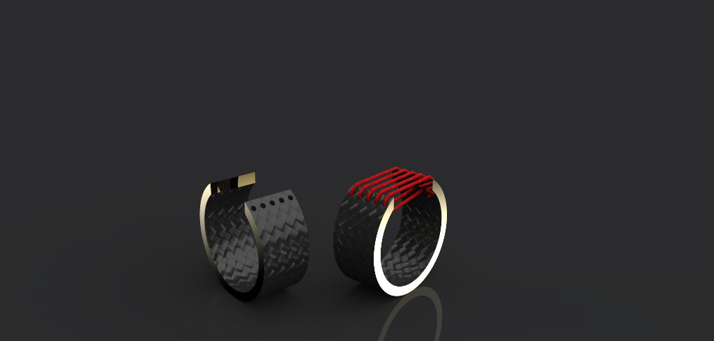 gold ring thread Carbon Fiber jewelry Jewellery Gold & Carbon