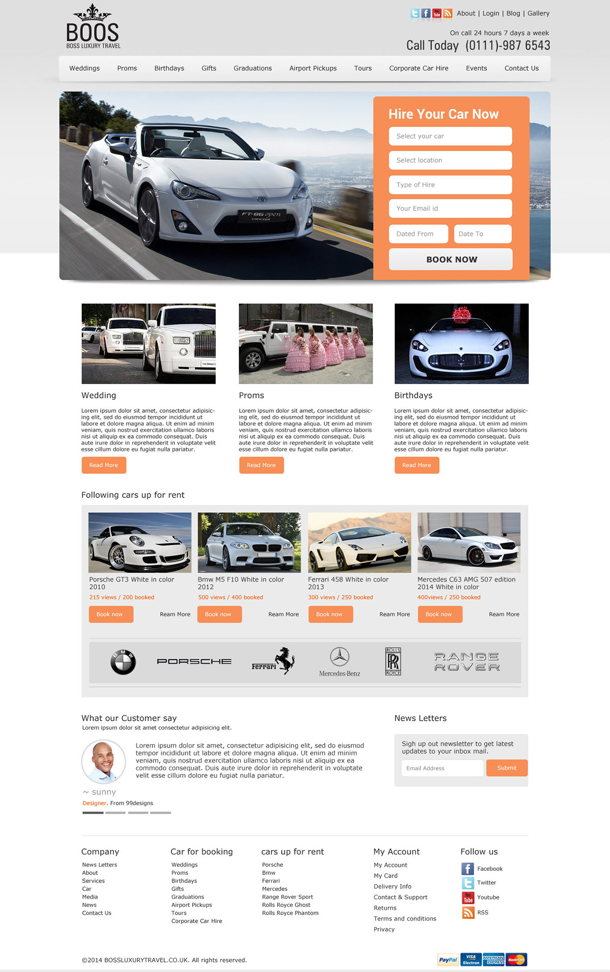 Boss Luxury Travels Design a new website for Supercar hires