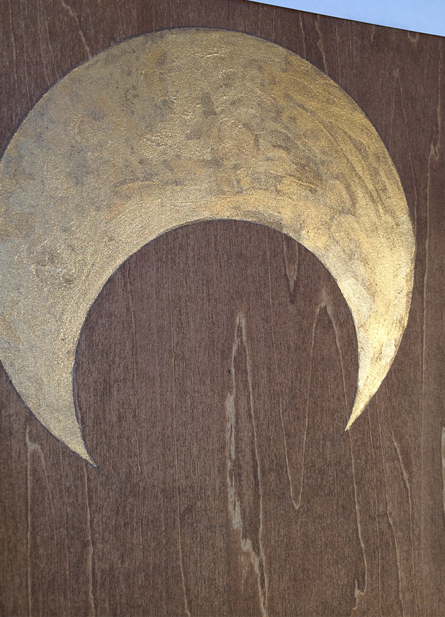 Wood Panel Embroidery embroidery art gypsy moon crescent moon gold leaf thread art boho wood craft home decor etsy for sale pattern art deco diamond pattern