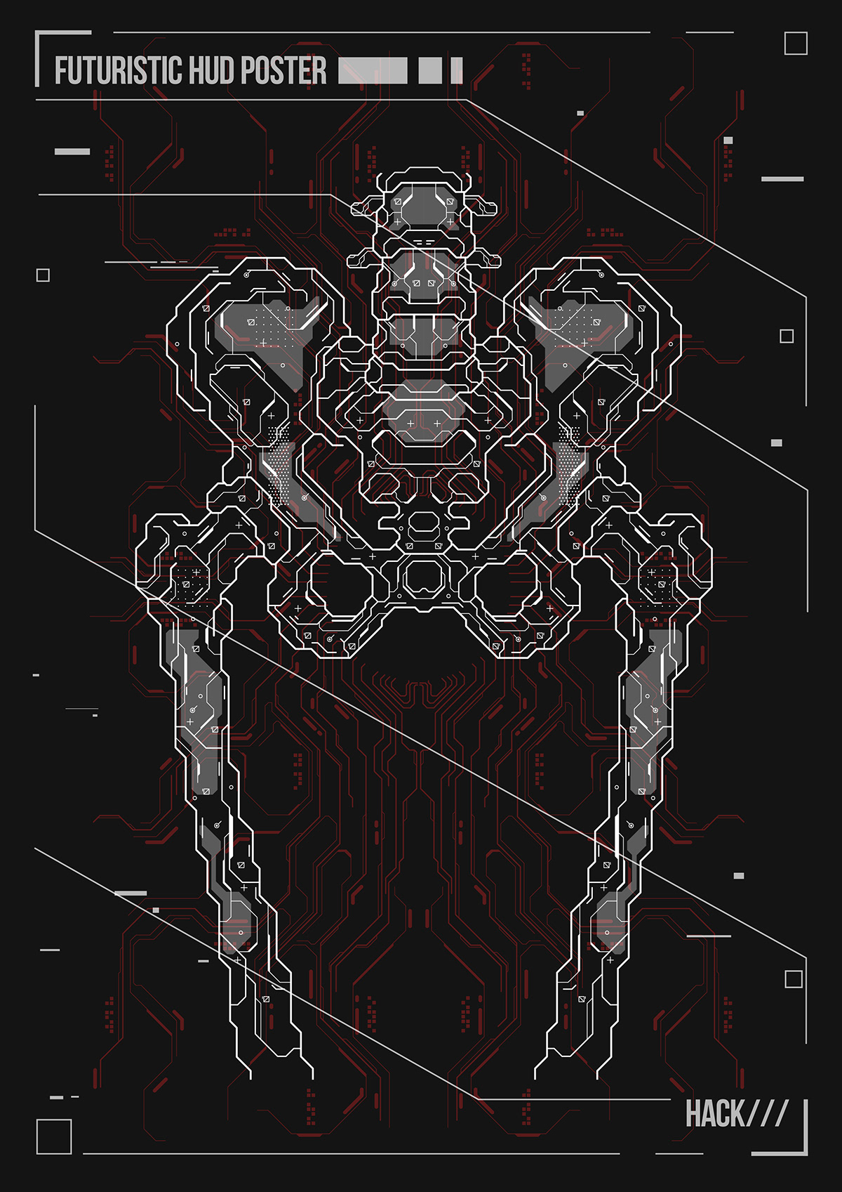 HUD futuristic UI poster FUI electronic hacker cyber Cyberpunk print