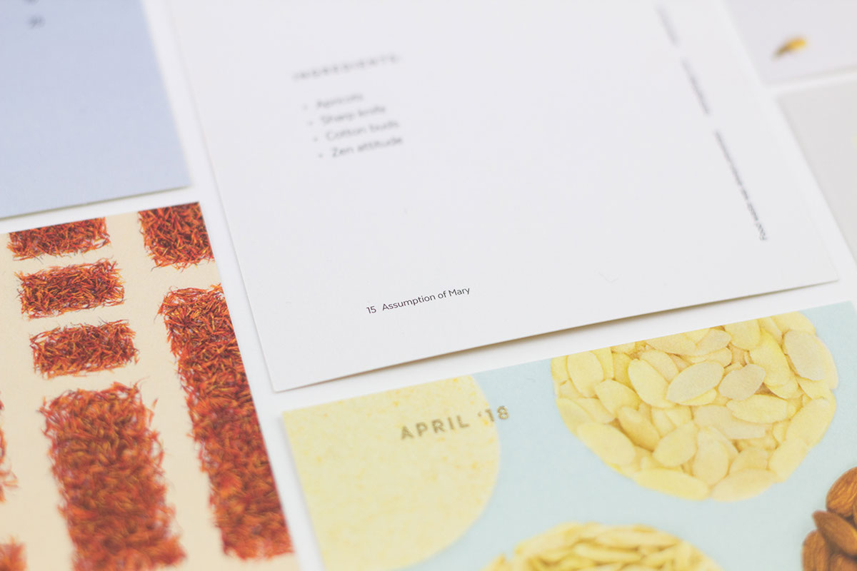 2018 Calendar Food  fedrigoni design paper print foil Photography  Diecut offset