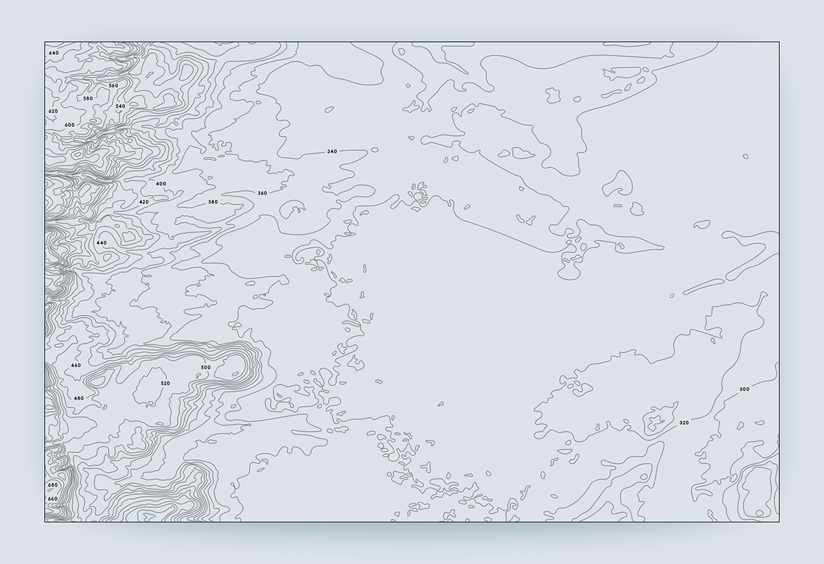 Outline of the topographic map data visualization with paper cut style, (Photoshop and Illustrator)