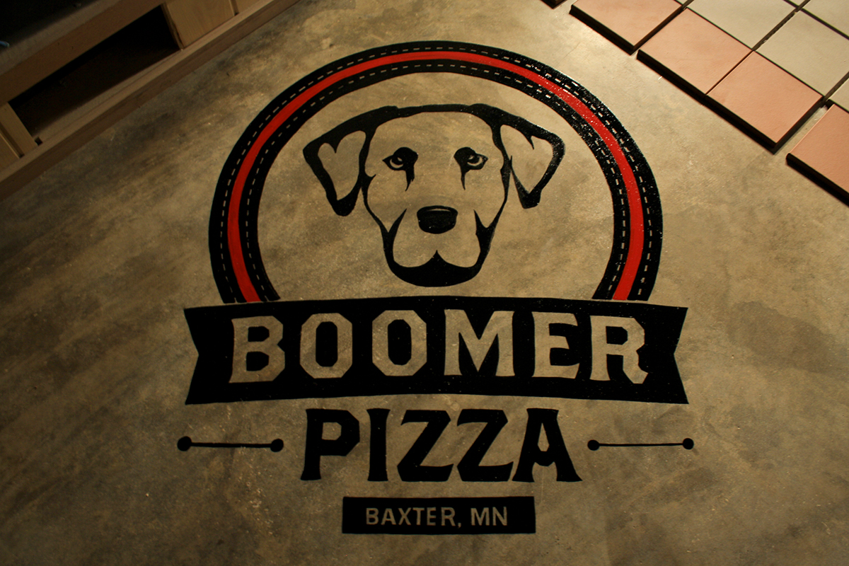 Pizza restaurant boomer sign painting signs lettering logo up north cabin dog hand letter hand paint craft