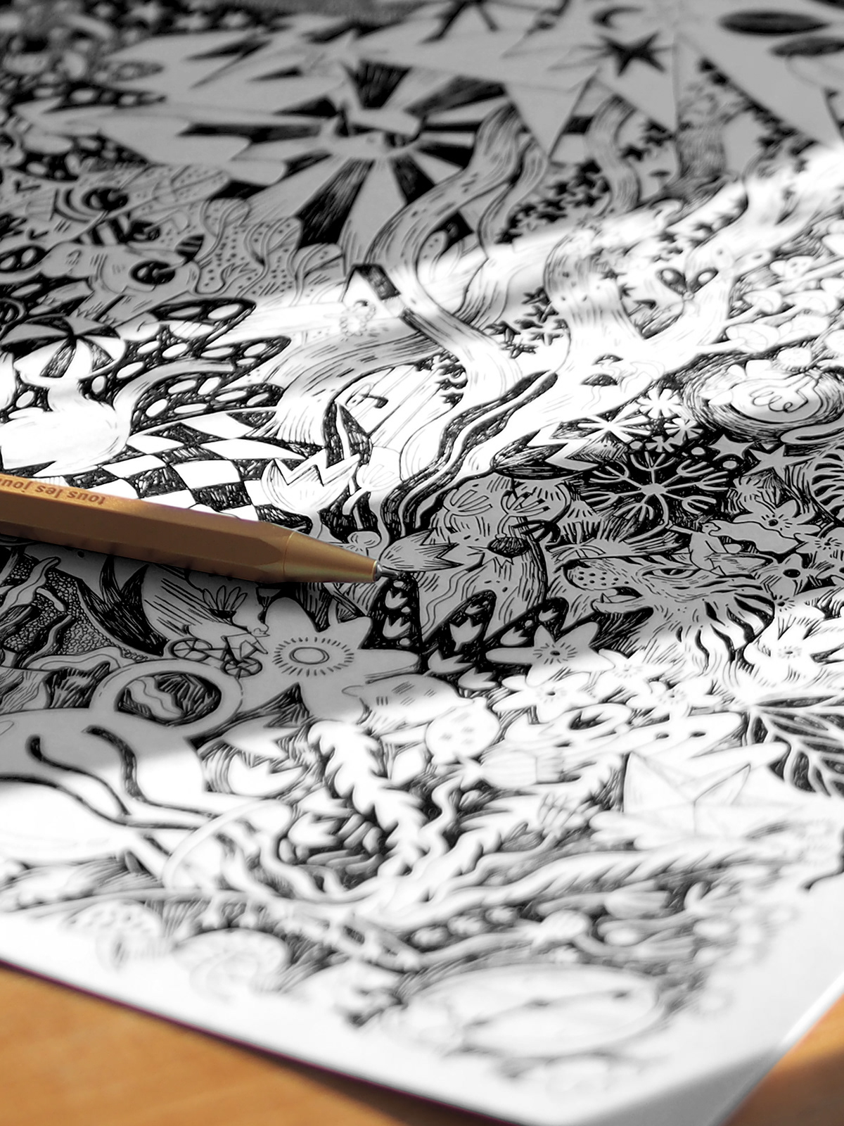 doodle black and white Drawing  Red Bull animals illustration details Competition ILLUSTRATION  doodleart ink