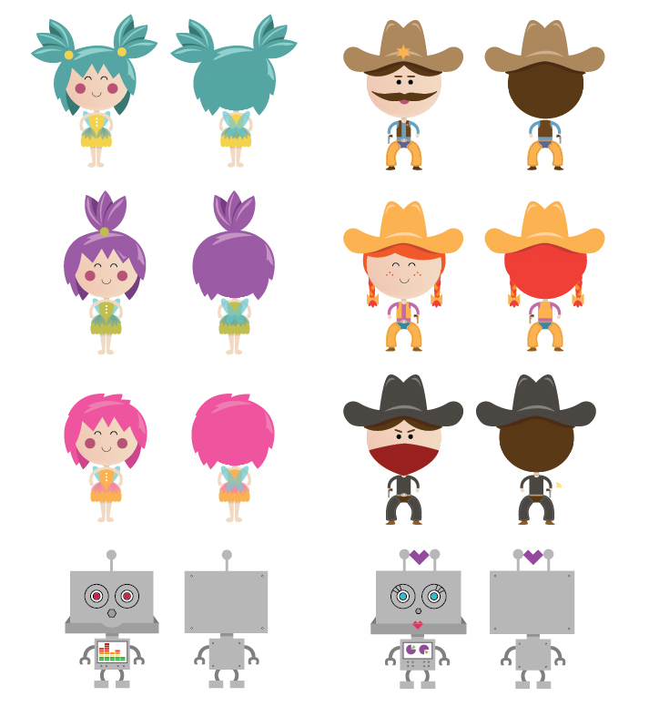 Turntable.fm avatars ttx robots Fairies cowboy cowgirl bandit